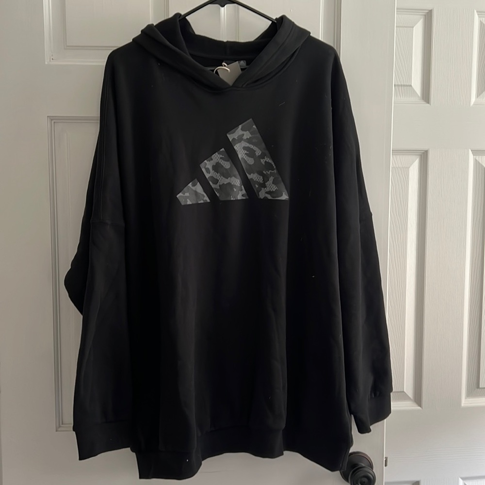 NWT Adidas Logo Hoodie with Grey Cheetah Print